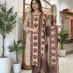 Women's Premium Cotton Handwork Kurta Pant Dupatta Set