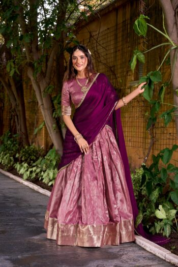 Shaarika Dupion Silk Zari Weaving Lehenga Set with Shimmer Dupatta