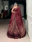 Women's Premium Tasar Silk Kalamkari Print Lehenga Choli with Dupatta | Designer Ethnic Wedding & Festive Wear | Shaarika