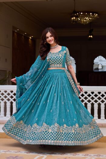 Women's Premium Pure Crunchy Lehenga Choli with Dupatta | Heavy Embroidery Sequins Wedding Wear | Shaarika