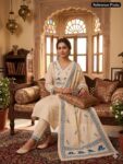 Women's Pure Khadi Cotton Kurti Pant & Dupatta Set | Digital Print with Sequins Hand Work | Shaarika