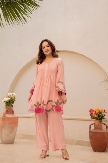 Women's Premium Chanderi Silk Co-Ord Set | Embroidered Designer Co-Ord Set for Women | Shaarika