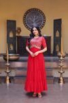 Women's Premium Faux Blooming Designer Gown | Embroidered Zari & Sequins Party Wear Gown | Shaarika