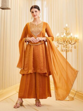 Shaarika Heavy Fendy Silk Embroidered Palazzo Suit Set