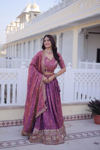 Shaarika YSL Silk Embroidered Lehenga Choli Dupatta Set