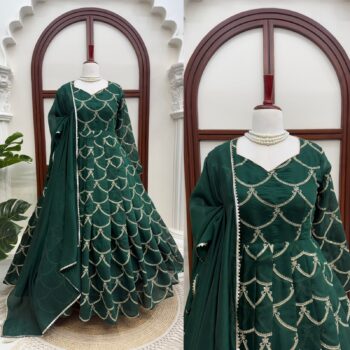 Shaarika Mal Chanderi Gown Pant Dupatta Set for Women