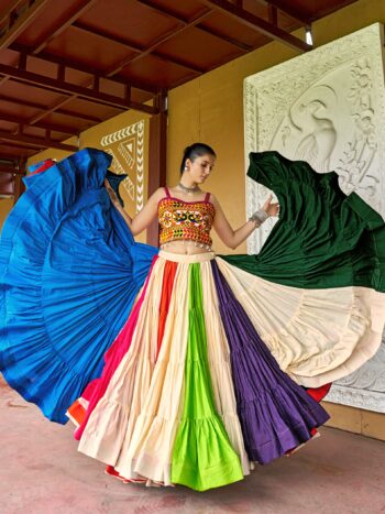 Shaarika Navratri Cotton Lehenga Choli with Mirror Work