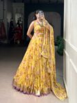 Shaarika Floral Chiffon Lehenga Choli Set with Foil Print