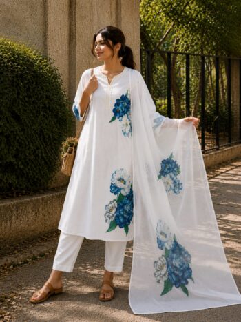 Shaarika Lilan Cotton Printed Kurti Pant Dupatta Set