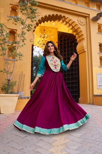 Shaarika Vichitra Silk Long Dress for Women with Zari Weaving