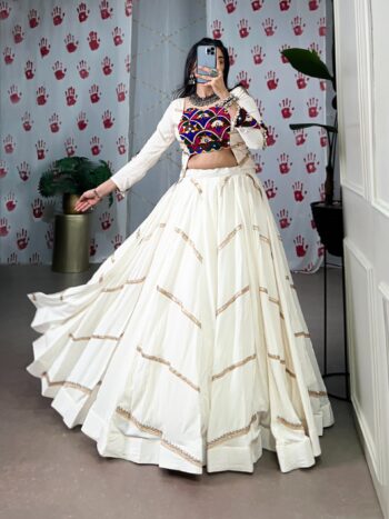 Shaarika Rayon Navratri Lehenga Choli with Mirror Gamthi Work