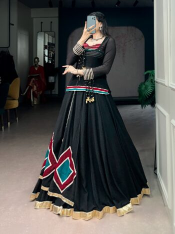 Shaarika Marble Navratri Lehenga Set with Sheer Tunic