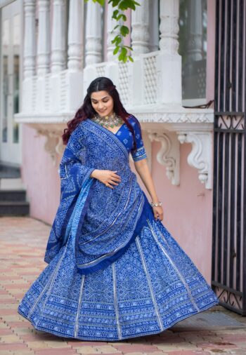 Shaarika Bandhani Vaishali Silk Lehenga Choli with Gota Patti