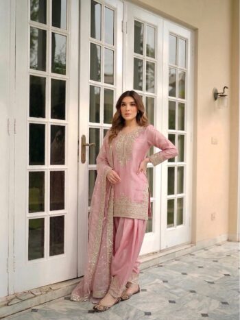 Shaarika NC Moss Silk Farshi Palazzo Suit Set with Dupatta (sharara set )