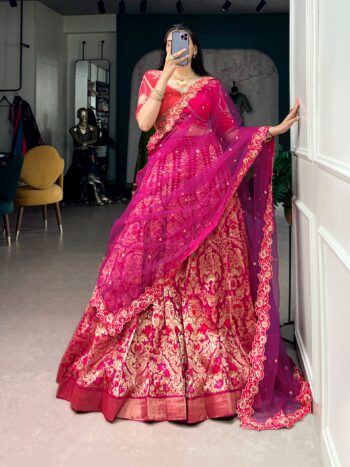 Shaarika Jacquard Silk Zari Woven Lehenga Choli Set