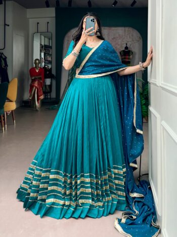 Shaarika Chanderi Mirror Work Navratri Lehenga Set
