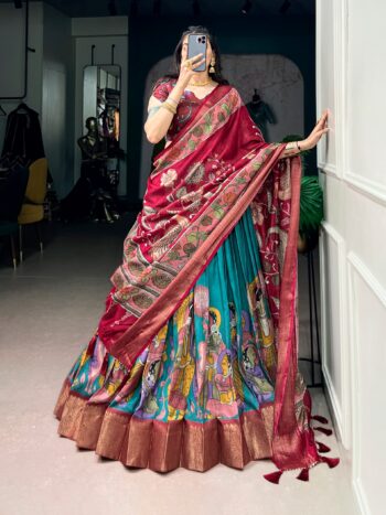 Shaarika Dola Silk Kalamkari Lehenga Choli Set