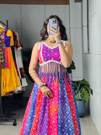 Shaarika TARA Multicolor Foil Print Navratri Chaniya Choli